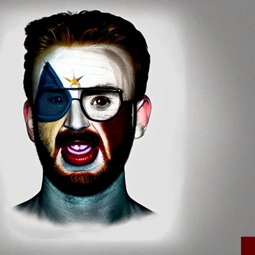 Image similar to inverted colors macabre chris evans as a muppet