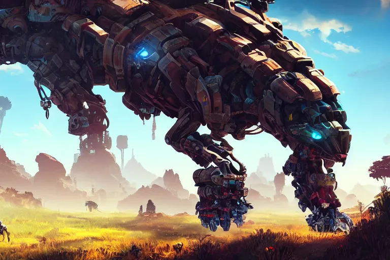 Image similar to burrower machine mecanical creature robot of horizon forbidden west horizon zero dawn bioluminiscence global illumination ray tracing hdr fanart arstation by ian pesty and alena aenami artworks in 4 k