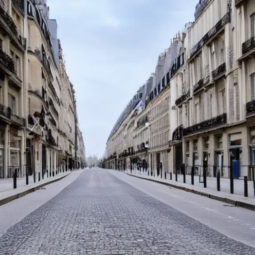 Prompt: an empty street in paris in the year 2 0 2 0