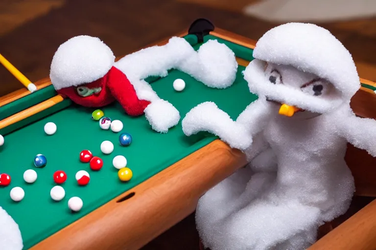 Image similar to fisher price pool table snowy jungle, 85mm