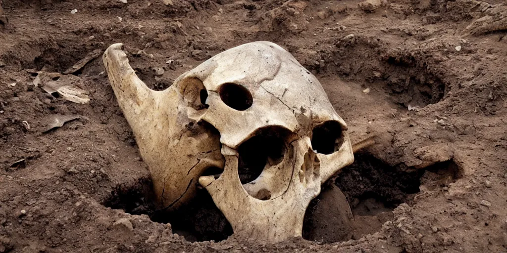 Image similar to paleontologists find a giant skull inside a dig site, south africa, photography