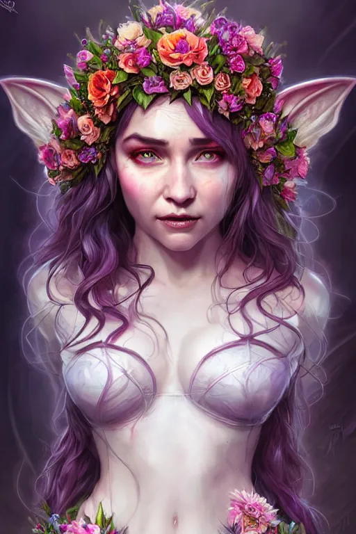 Image similar to digital art, centered full body elven bride with the face of emilia clark, vivid flower crown ,intricate, veins, by James Jean and by artgerm, by ross tran , ultradetailed, charachter design, concept art, trending on artstation,