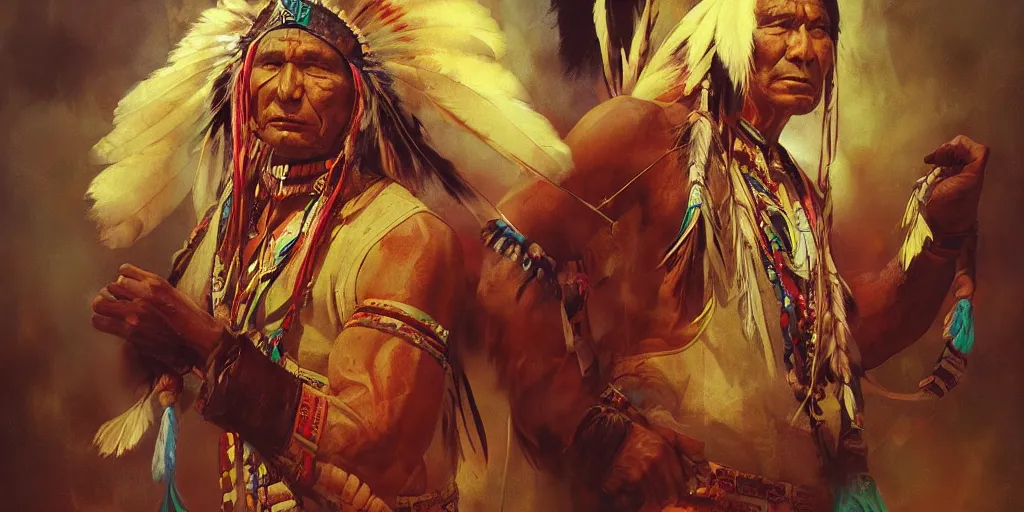 Image similar to of Native American Chief by P Liam Wong and Boris Vallejo