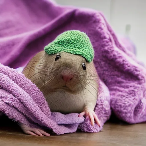 Photo of grinning mole rat sitting in colorful knitted | Stable ...