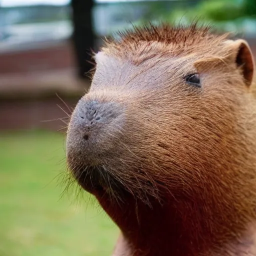 Image similar to capybara head, a man wearing a suit capybara head