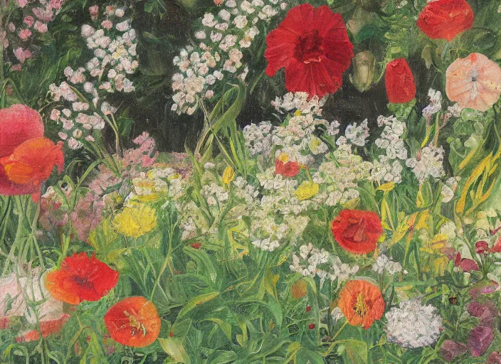 Image similar to a painting of flowers in a garden by sanso, detailed