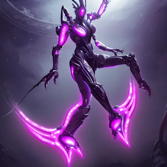 Image similar to highly detailed giantess shot exquisite warframe fanart, looking up at a giant beautiful majestic saryn prime female warframe, as a stunning anthropomorphic robot female dragon, looming over you, dancing elegantly over you, sleek bright white armor with glowing fuchsia accents, proportionally accurate, anatomically correct, sharp detailed robot dragon paws, two arms, two legs, camera close to the legs and feet, giantess shot, furry shot, upward shot, ground view shot, leg and hip shot, elegant shot, epic low shot, high quality, captura, realistic, sci fi, professional digital art, high end digital art, furry art, macro art, giantess art, anthro art, DeviantArt, artstation, Furaffinity, 3D realism, 8k HD octane render, epic lighting, depth of field