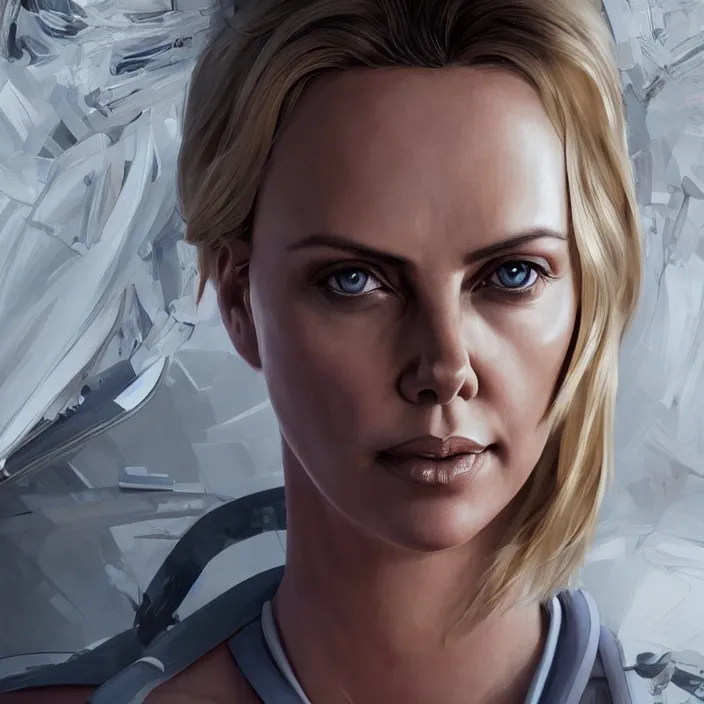 Image similar to portrait of charlize theron as a nurse. intricate abstract. intricate artwork. by tooth wu, wlop, beeple, dan mumford. octane render, trending on artstation, greg rutkowski very coherent symmetrical artwork. cinematic, hyper realism, high detail, octane render, 8 k, iridescent accents