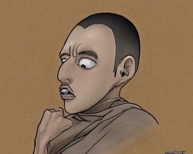 Prompt: a cell shaded cartoon of a monk dreaming of technical analysis charts, illustration, subtle colors, post grunge, highly detailed, sharp focus, Trending on Artstation, HQ, deviantart, art by artgem