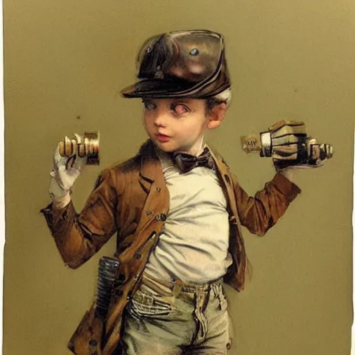 Prompt: (((((portrait of boy dressed as retro sciencepunk explorer in an actionpose . muted colors.))))) by Jean-Baptiste Monge !!!!!!!!!!!!!!!!!!!!!!!!!!!