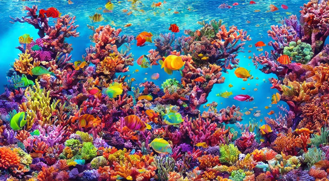 Image similar to coral reef, hyper realistic, vivid colours