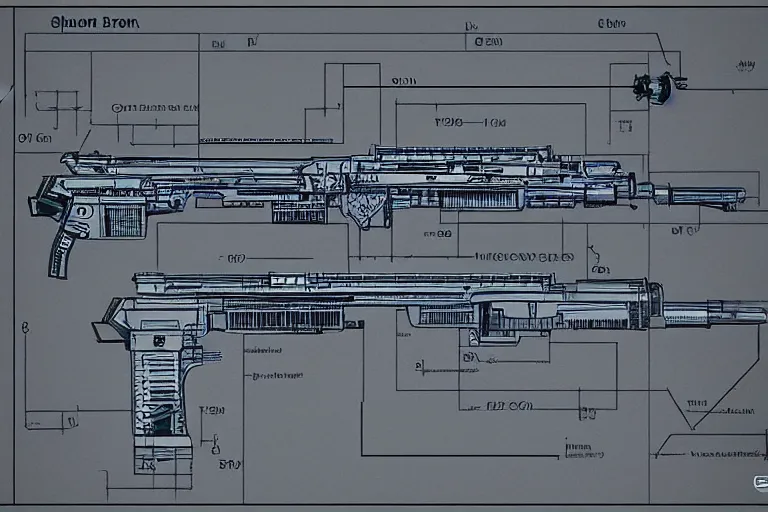 Image similar to alien gun blueprint schematics