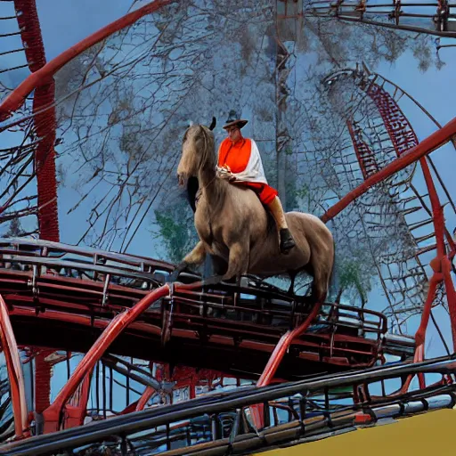 Prompt: angry harry potter riding a horse on a rollercoaster, dslr photo, nikon lens, telephoto, 3 0 0 mm color graded