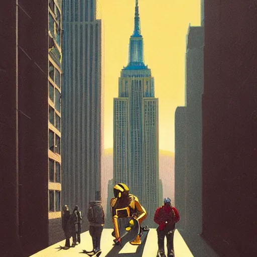 Image similar to Jetpack Santa flying past the empire state building greg rutkowski giorgio de chirico john currin clarence holbrook carter mark ryden simon stalenhag