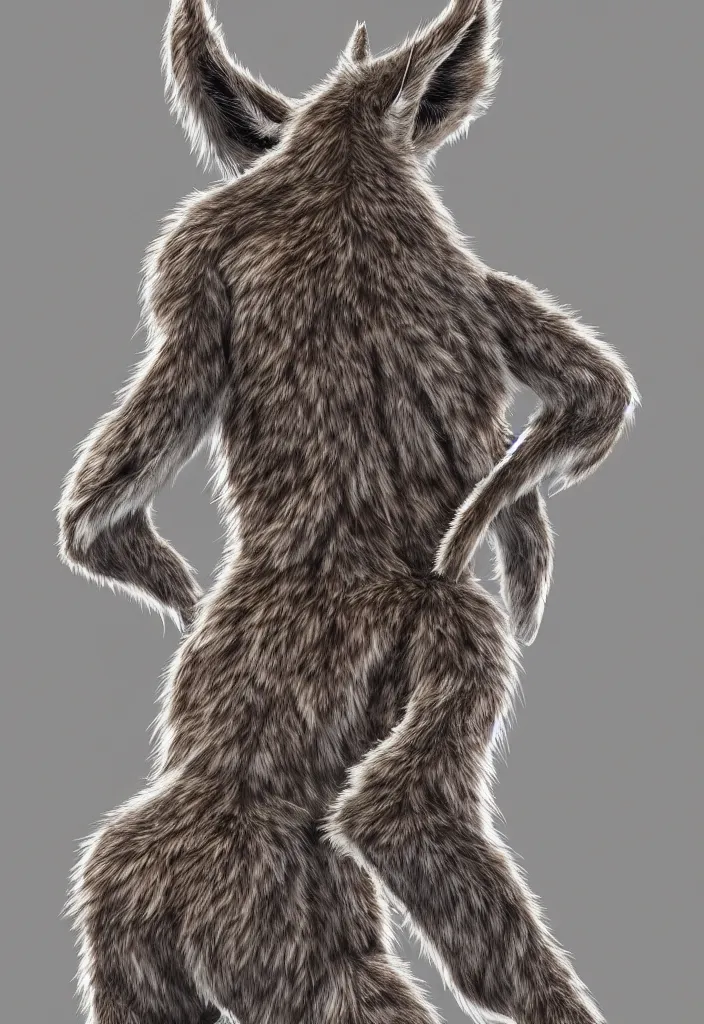 Image similar to anthropomorphic lynx from behind, furry digital art, hand drawn, 4k, trending on artstation, highly detailed