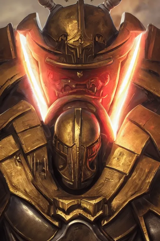 Image similar to armor portrait heros warhammer 4 0 k horus heresy fanart - the primarchs emperor by johannes helgeson animated with vfx concept artist & illustrator global illumination ray tracing hdr fanart arstation zbrush central hardmesh 8 k octane renderer comics stylized