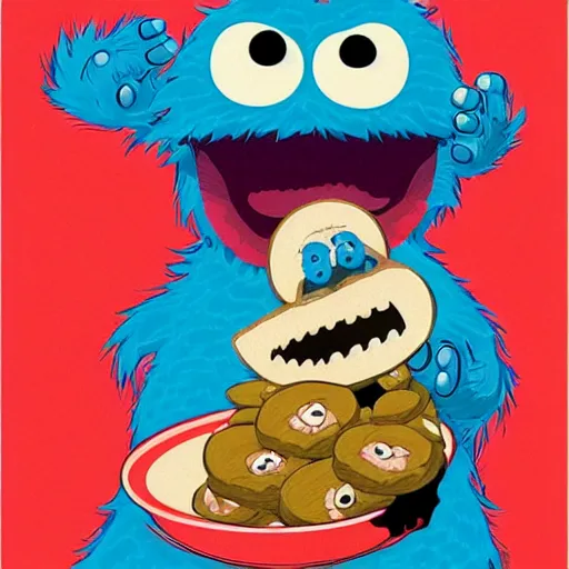 Prompt: cookie monster is japanese by ilya kuvshinov katsuhiro otomo