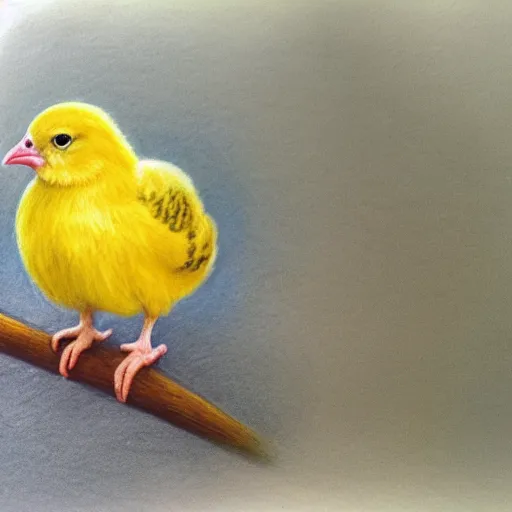 Image similar to a colored pencil drawing of a yellow chick by natalia rojas and ana maria martinez jaramillo, pastel color, wingspan style, ungle background, highly detailed, realistic graphite, artstation, 4 k, realism, photorealism, fine art