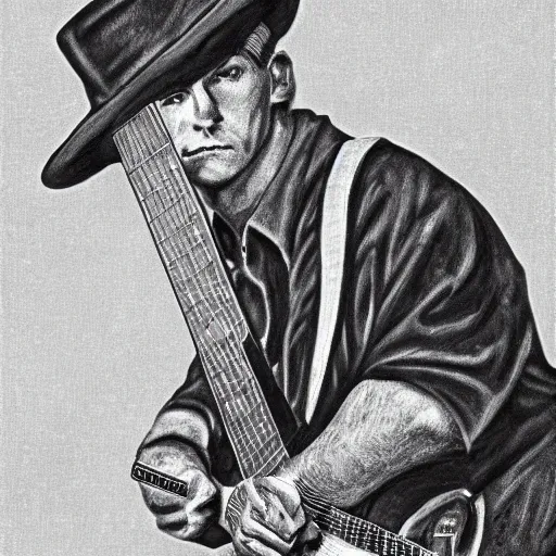 Prompt: 1940's man playing an electric guitar, photorealistic art, hd, 8k, intricate details, high definition, real life