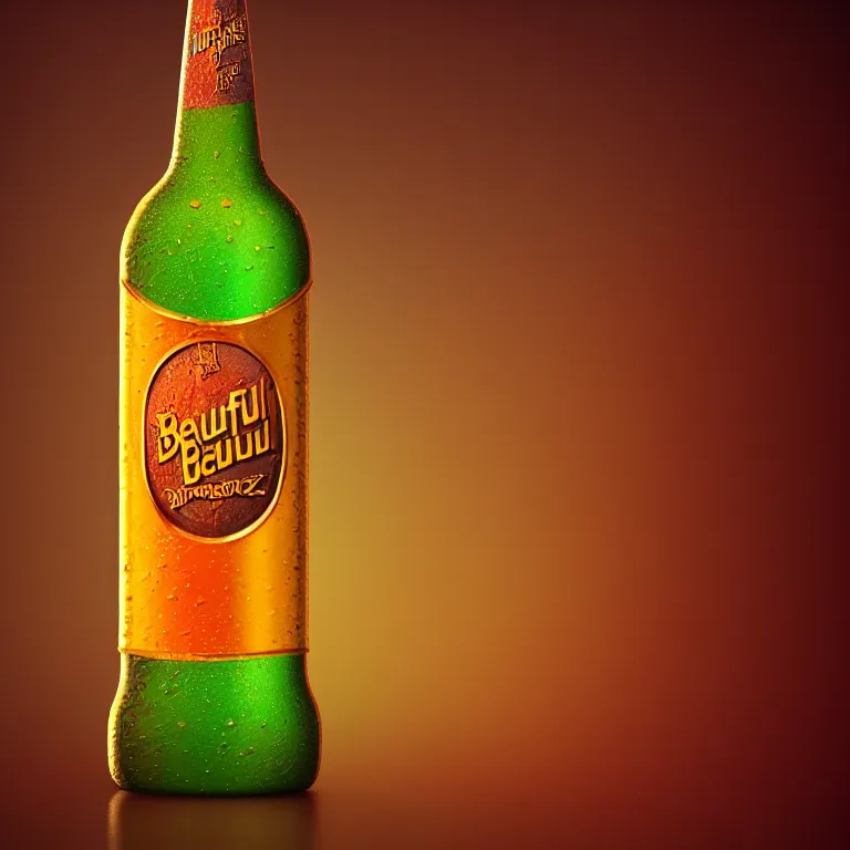 Prompt: beautiful colorful beer bottle, concept art, 3 d render in octane, zbrush, perfect composition, beautiful detailed intricate insanely detailed octane render trending on artstation, 8 k artistic photography, photorealistic, soft natural volumetric cinematic perfect light, chiaroscuro, award - winning photograph, masterpiece, studio photography, product photo