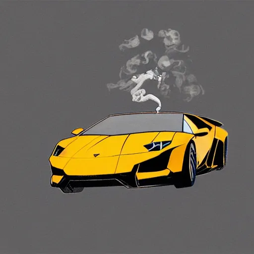 Prompt: A bear in a soccer suit smoking a cigar while drifting in a Lamborghini, digital art