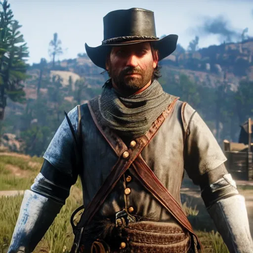 Image similar to a knight as an NPC in Red Dead Redemption 2, by Rockstar Games, screenshot