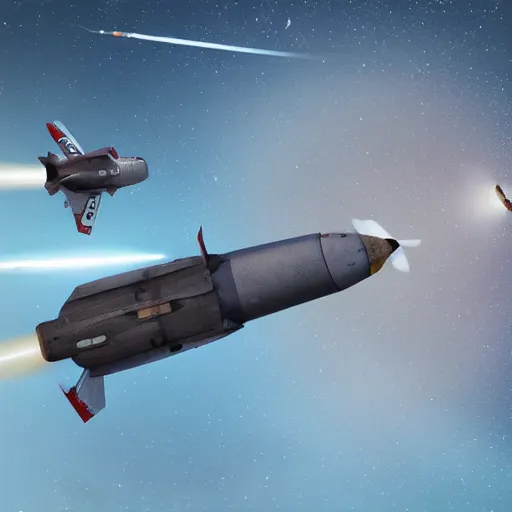 Image similar to a rocket - powered aircraft firing rockets at a convoy, digital art, ultra high detail, photorealistic, 8 k
