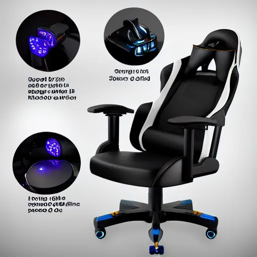 Image similar to Gaming chair as a toilet, leds, high detail, sharp, studio, digital art