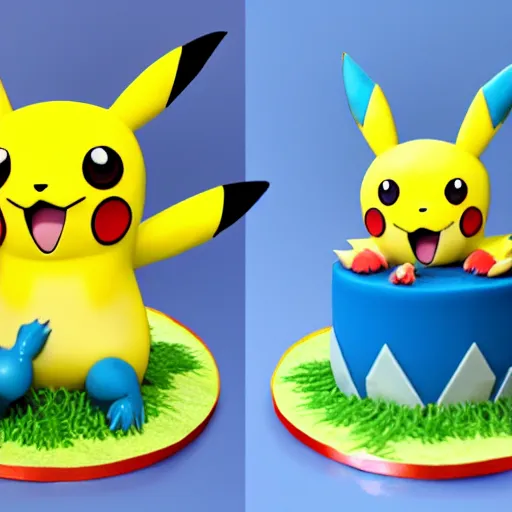 Prompt: pokemon happy birthday cake, realistic, highly detailed 8 k, 4 k, trending artstation