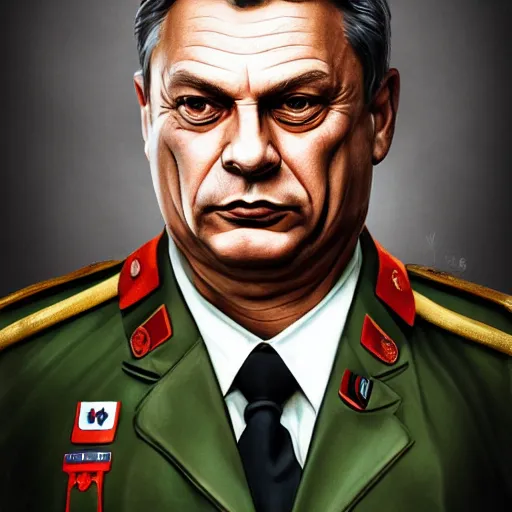 Image similar to an extremely realistic portrait of viktor orban in a ss uniform, detailed, intricate, elegant, fat, highly detailed, digital painting, artstation, concept art, smooth, sharp focus, illustration,