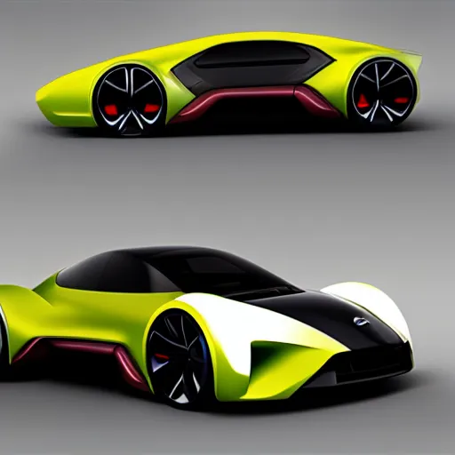 Prompt: a supercar design loosely based on nissan sports cars, concept car, by ash thorp