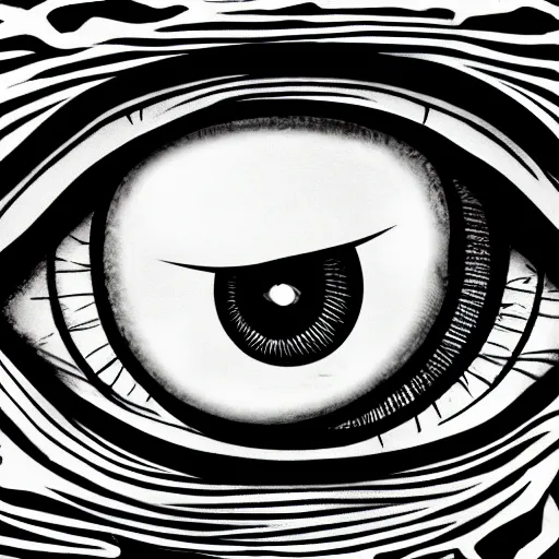 Image similar to an eye, black and white, in the style of the band tool