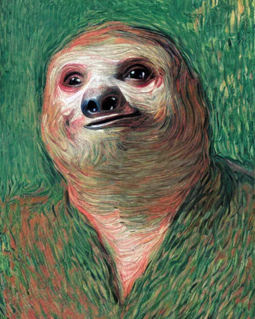 Prompt: Sloth from the Goonies in the style of Claude Monet