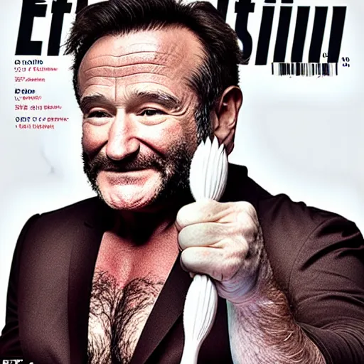 Image similar to Robin Williams as Wolverine, Entertainment Weekly cover shoot