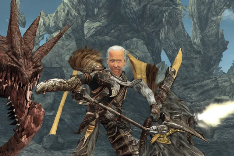 Image similar to joe biden monster hunter screenshot