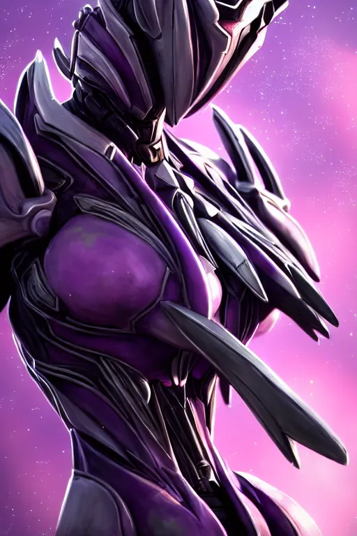 Prompt: cinematic bust shot, detailed elegant beautiful stunning giant robot mecha hot female goddess dragon, sharp spines, sharp metal ears, smooth purple eyes, smooth fuschia skin, elegant smooth silver armor, nebula size, space, epic proportions, epic scale, warframe fanart, macro giantess, furry art, dragon art, goddess art, giantess art, furaffinity, octane