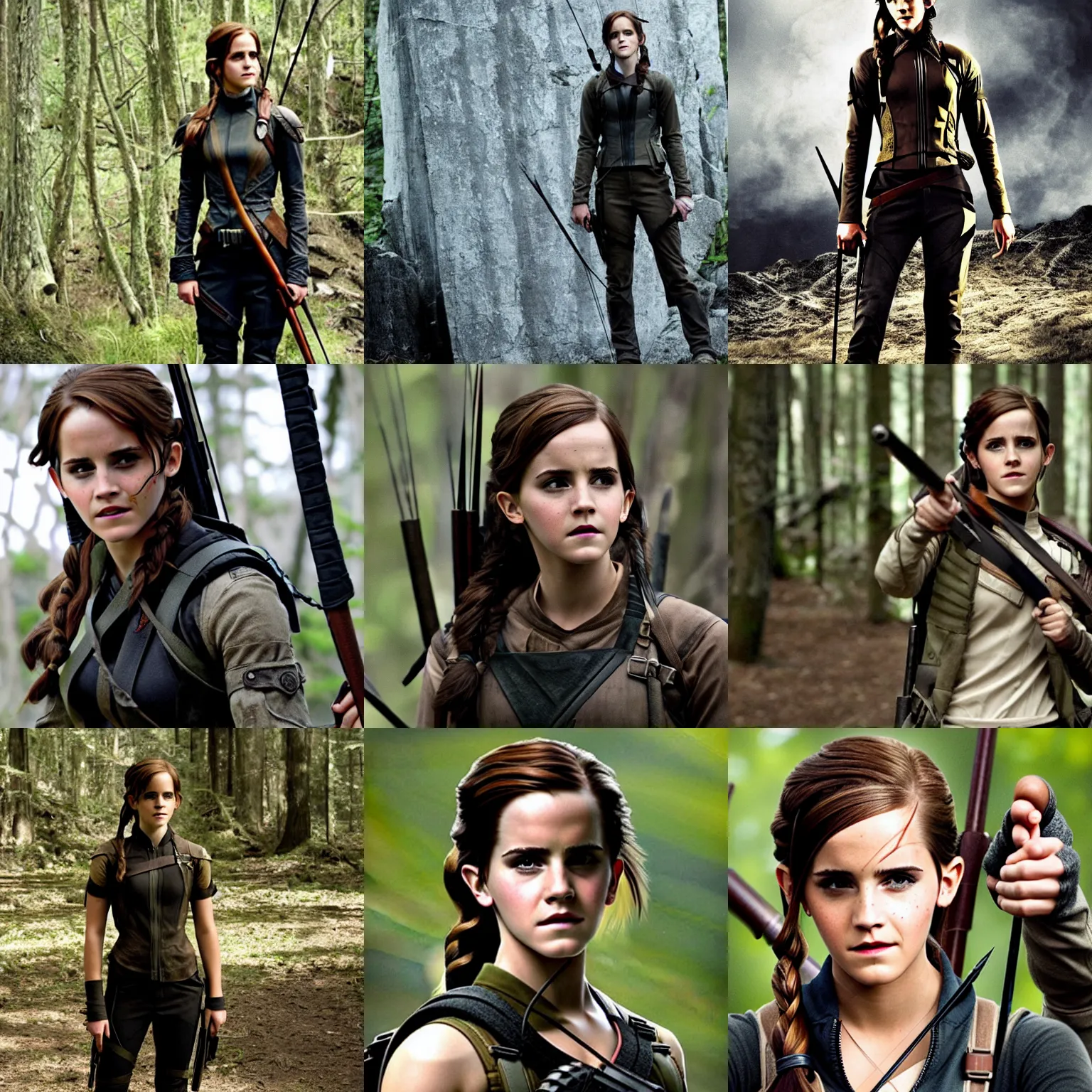 Prompt: emma watson as katniss everdeen in the hunger games ( 2 0 1 2 )