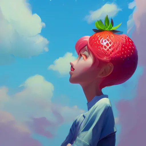 Image similar to painted portrait of a strawberry shortcake, fantastically pastel colors, octane render, matte painting concept art, official fanart behance hd artstation by jesper elsing, by rhads and makoto shinkai and lois van baarle and ilya kuvshinov and rossdraws