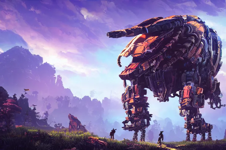 Image similar to bristleback machine mecanical creature robot of horizon forbidden west horizon zero dawn bioluminiscence global illumination ray tracing hdr fanart arstation by ian pesty and alena aenami artworks in 4 k