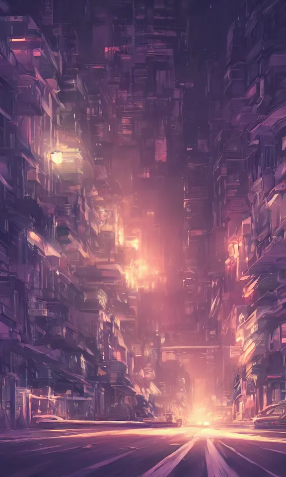 Prompt: zoomed in road at night, rossdraws, Logan Cure, Mingchen Shen, BangkuART, sakimichan, yan gisuka, JeonSeok Lee, zeronis, Chengwei Pan on artstation