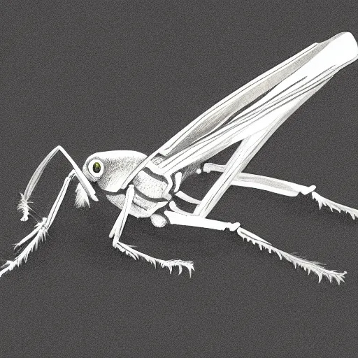 Image similar to illustration of a cricket, one-line drawing