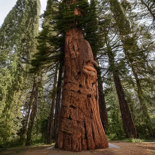 Image similar to photograph of cedar of lebanon shaped like masculine strong man, photography