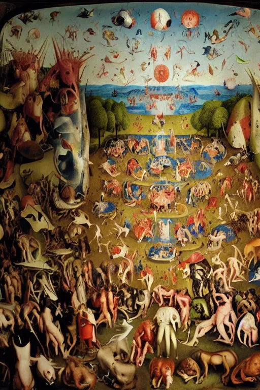 Prompt: the Garden of Earthly Delights by Rembrant, seductive, frisky, massive scale