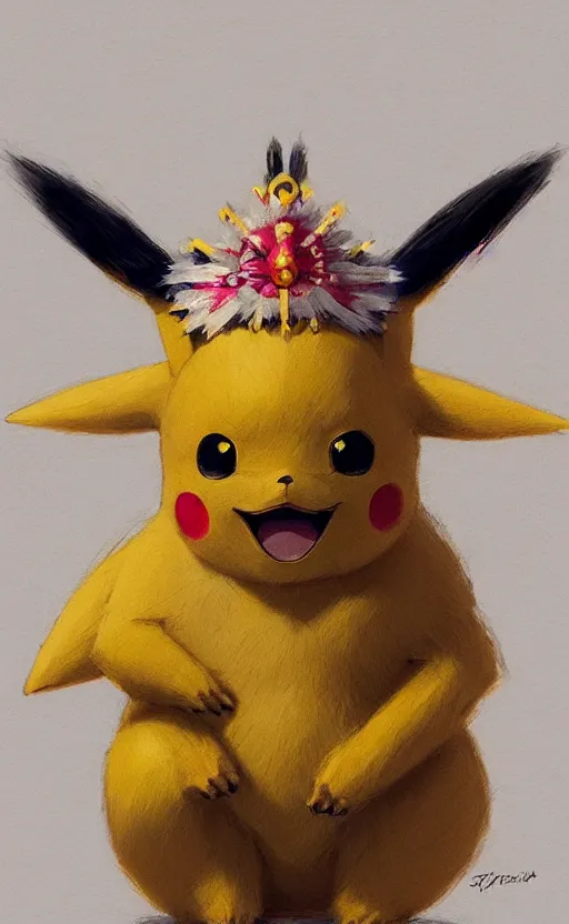 Image similar to gorgeous pikachu wearing headdress, intricate, elegant, highly detailed, artstation, concept art, smooth, sharp focus, illustration, art by stefan kostic and greg rutkowski
