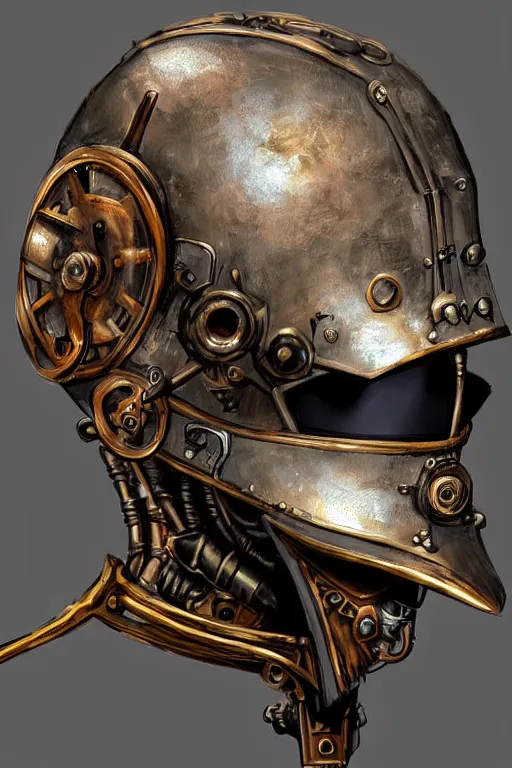 Image similar to steampunk helmet fantasy art mask robot ninja stylized digital illustration sharp focus, elegant intricate digital painting artstation concept art global illumination ray tracing advanced technology chaykin howard and campionpascale and cooke darwyn and davis jack