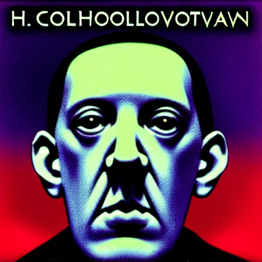 Image similar to h p lovecraft releasing his early 2 0 0 0's techno album, cool colors