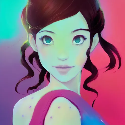 Image similar to portrait of a beautiful girl with dark hair dressed as a ballerina, standing on a ball, rich vivid colors, ambient lighting, dynamic lighting, 4 k, hq, official media, anime key visual, makoto shinkai, ilya kuvshinov, lois van baarle, rossdraws, detailed, trending on artstation