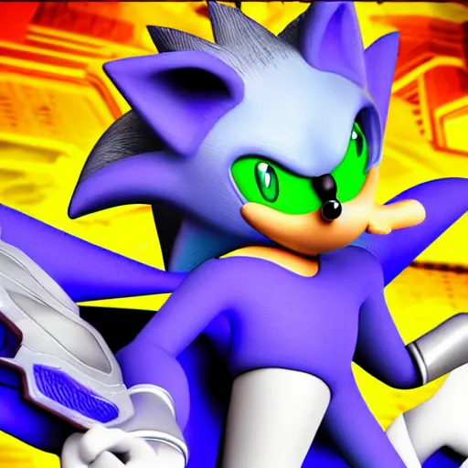 Image similar to Sonicmancer the hedgehog, in full futuristic battle armor, in casino zone