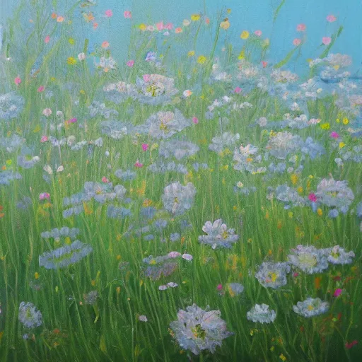 Prompt: oil painting of floral meadow