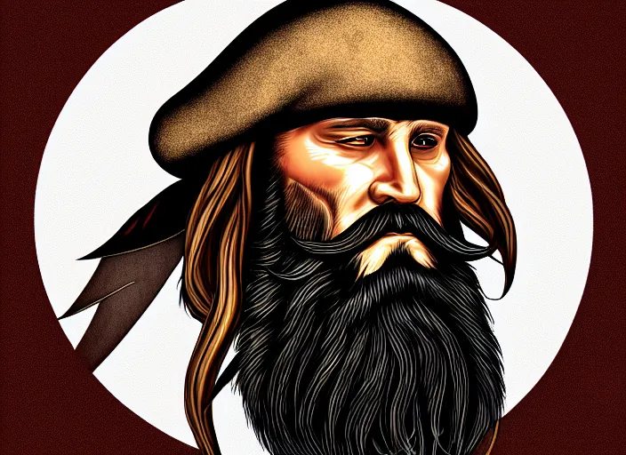 Image similar to a bearded pirate, digital art